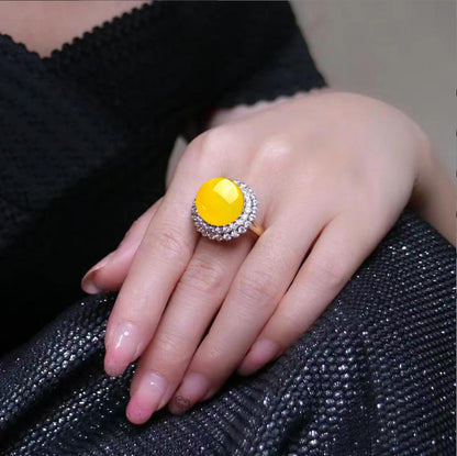 Sterling Silver Open Adjustable Gemstone Ring