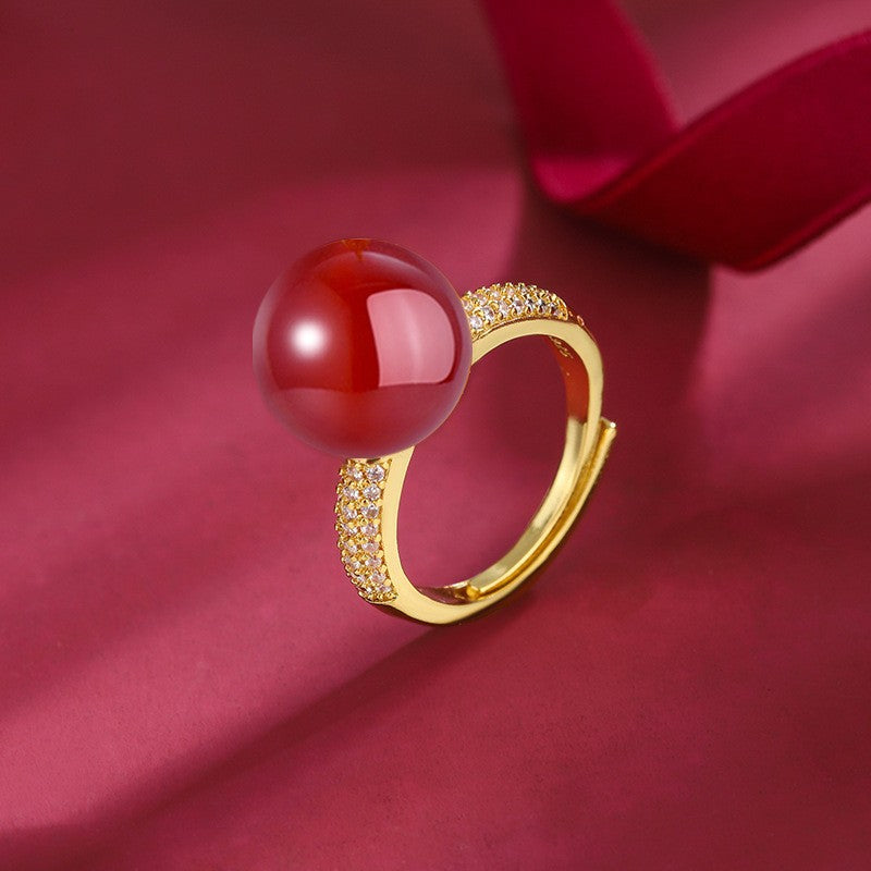 Sterling Silver Open Adjustable Gemstone Ring