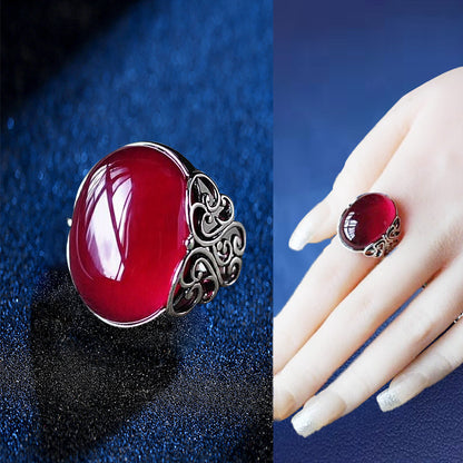 Sterling Silver Open Adjustable Gemstone Ring