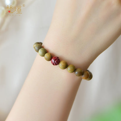 Original Old Material Green Sandalwood Buddha Beads Bracelet
