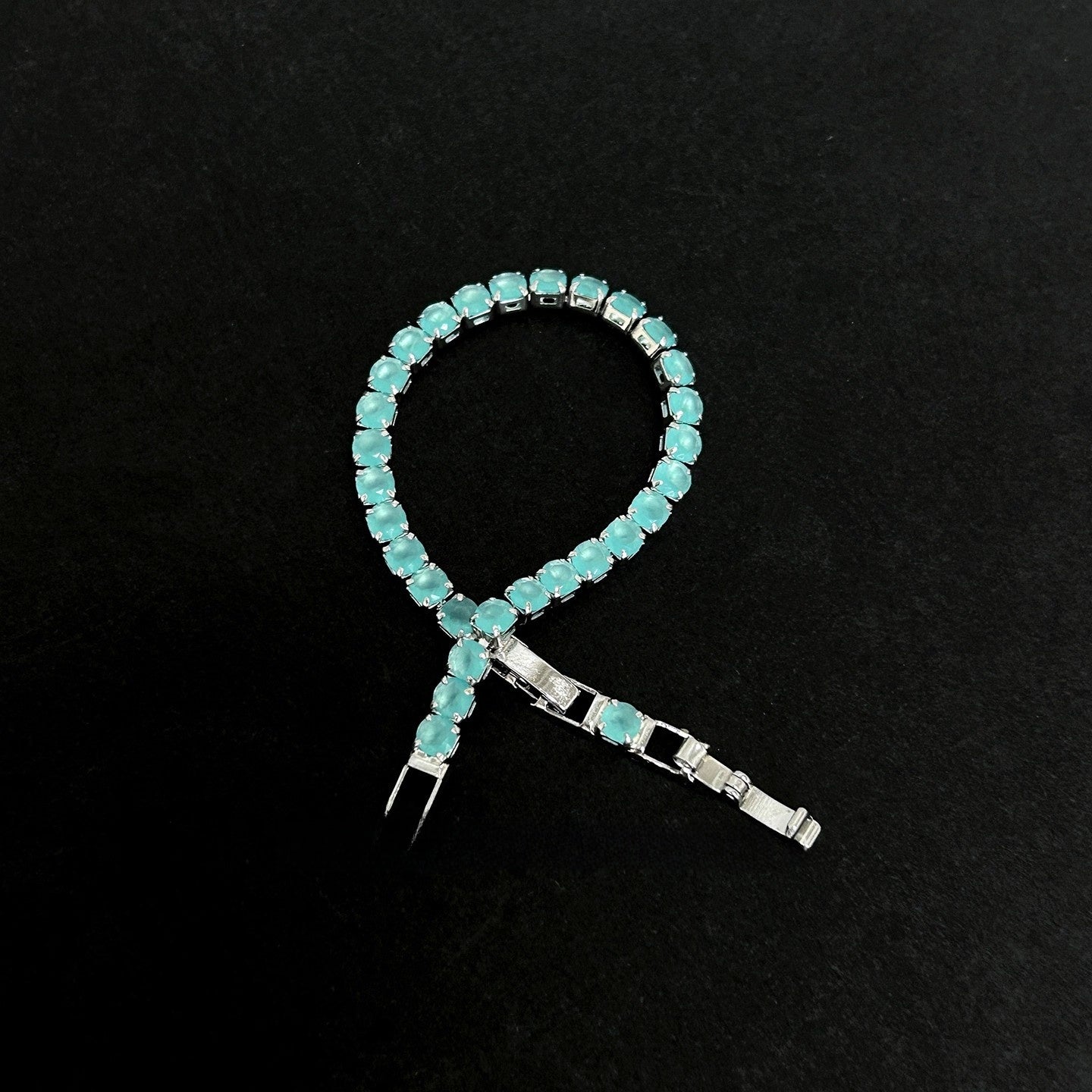 Geometric Lake Blue Diamond Electroplated Copper Bracelet