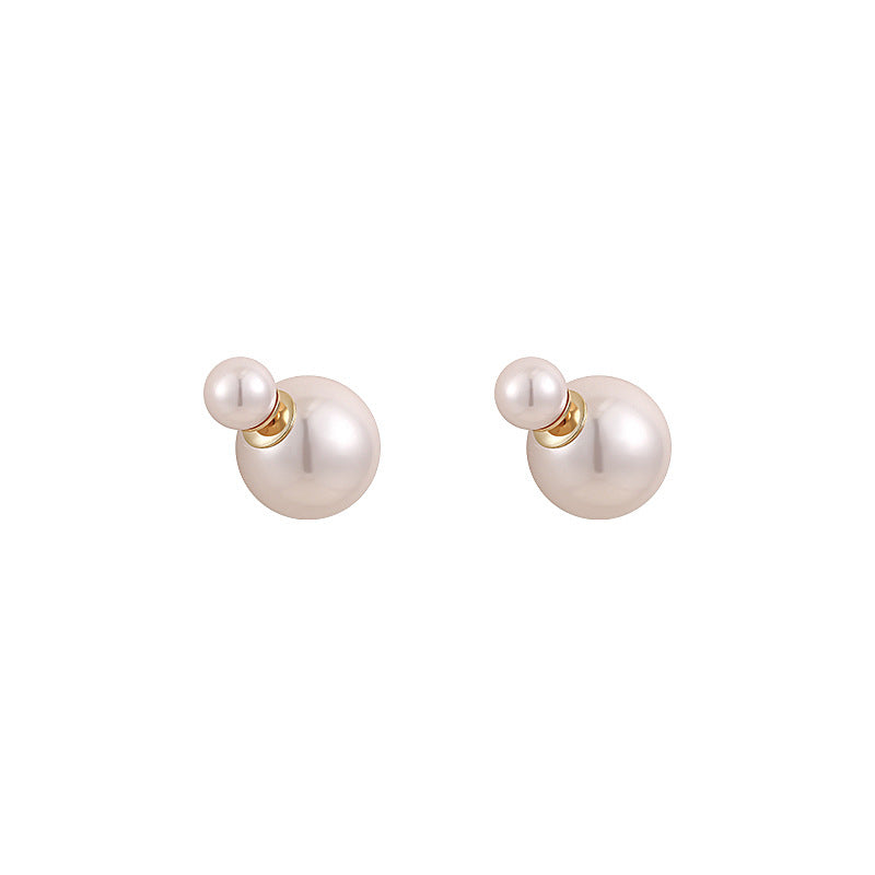 925 Silver Pearl Earrings Retro Geometric Design