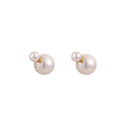 925 Silver Pearl Earrings Retro Geometric Design