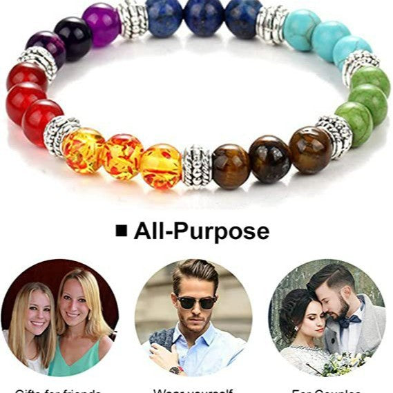 Handmade Natural Stone Rainbow Bead Bracelet