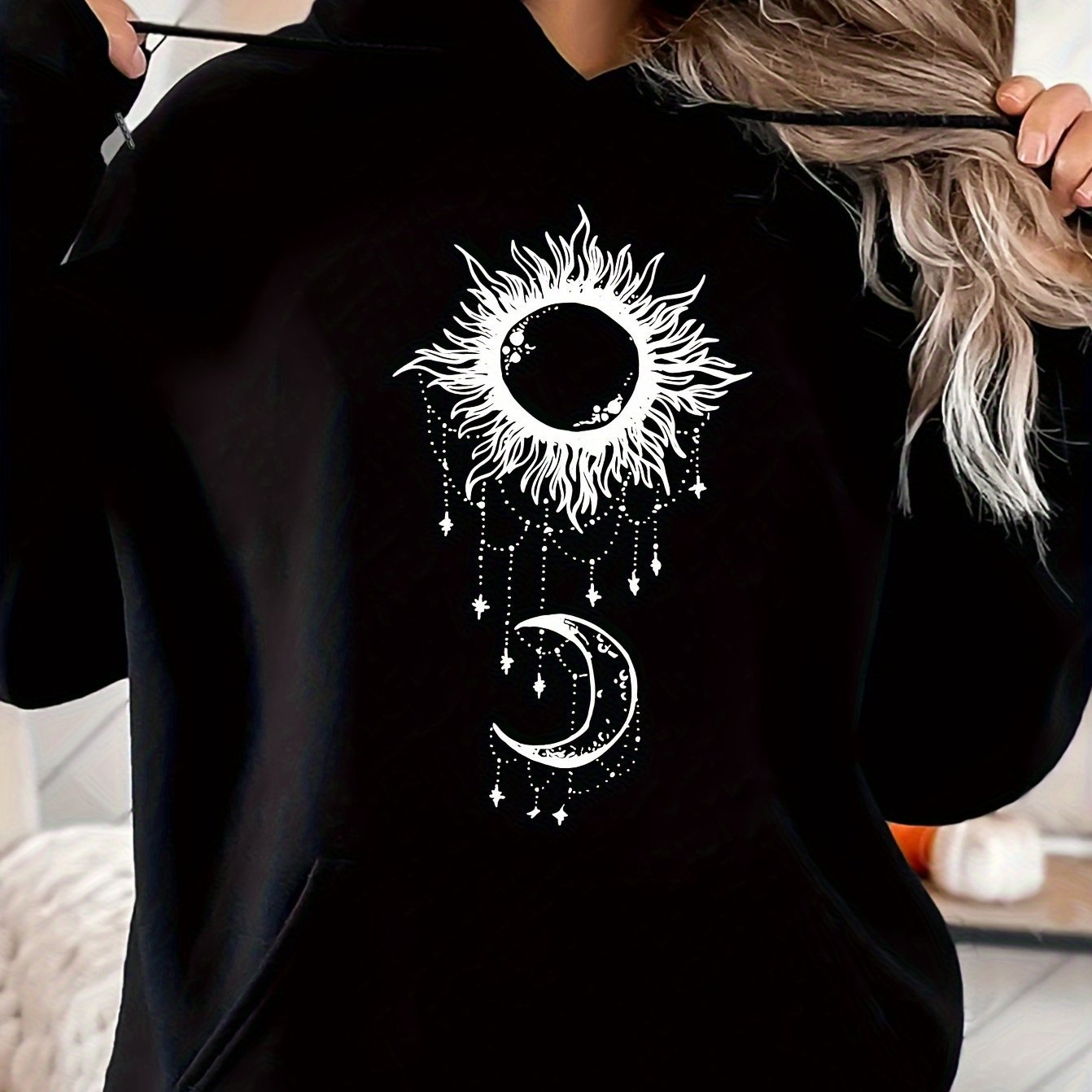 Women's Sun and Moon Pattern Hoodie