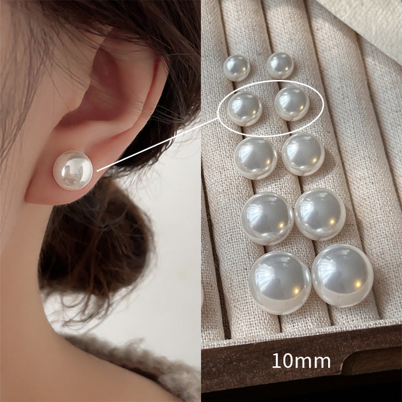 925 Silver Dome Pearl Stud Earrings