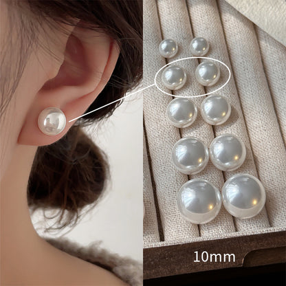 925 Silver Dome Pearl Stud Earrings