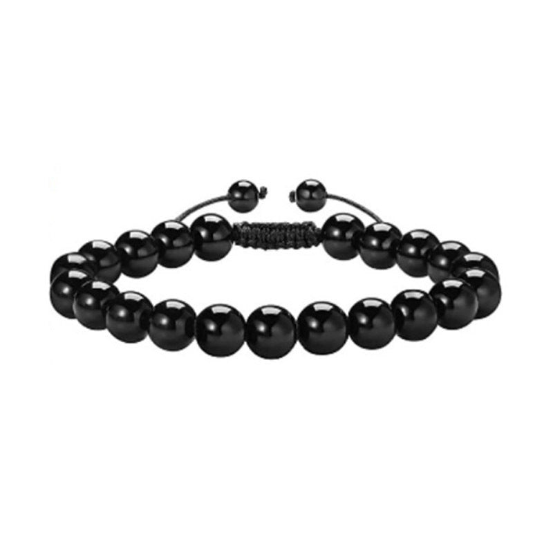 Matte Agate and Hematite Bead Adjustable Bracelet