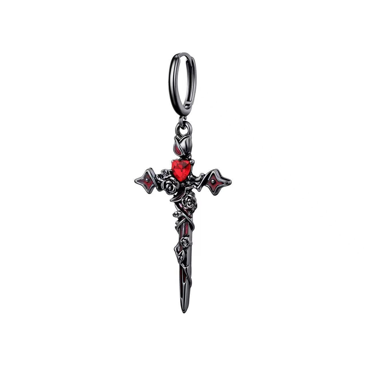 Gothic Rose Thorn Cross Earrings