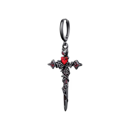 Gothic Rose Thorn Cross Earrings
