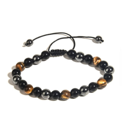 Matte Agate and Hematite Bead Adjustable Bracelet