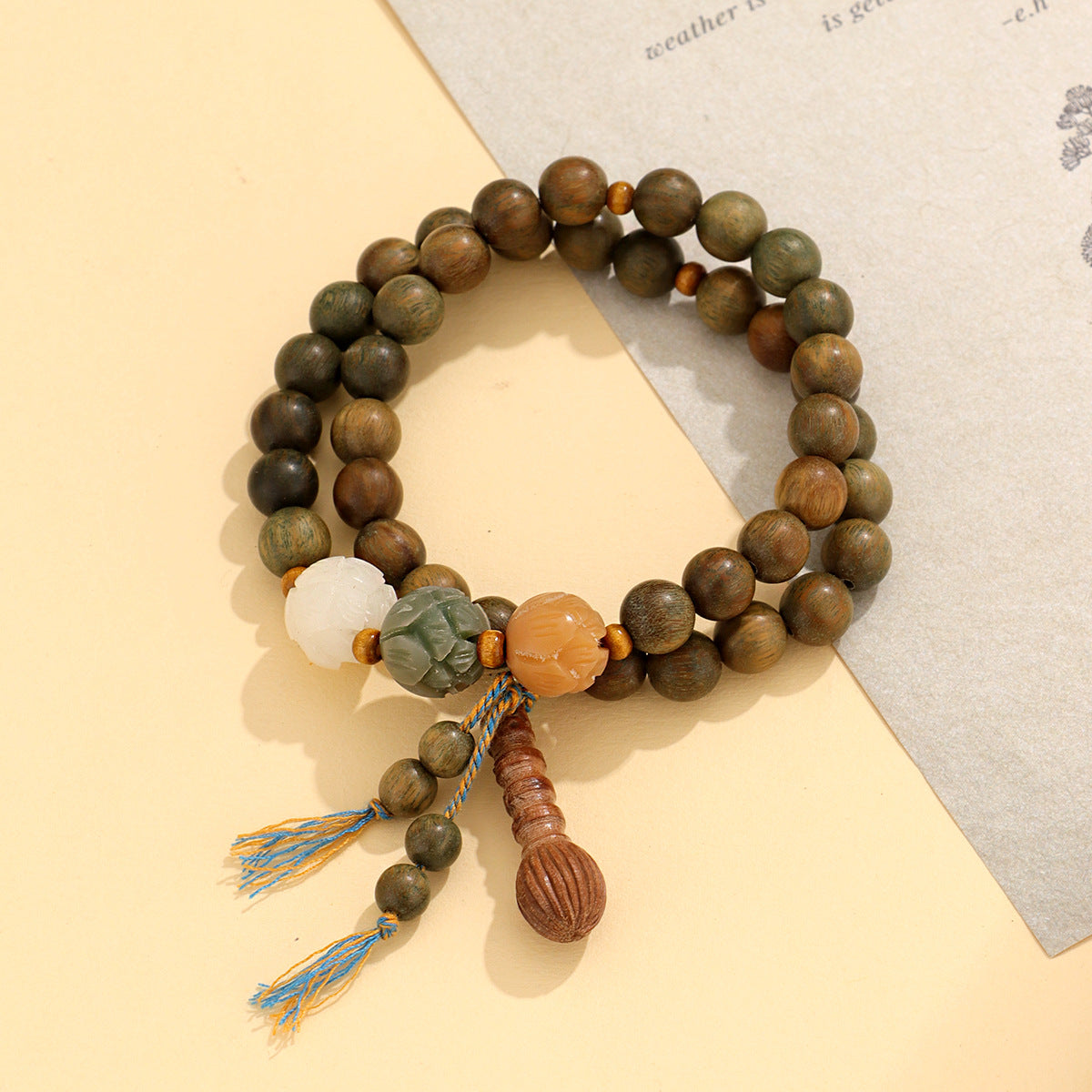 Original Old Material Green Sandalwood Buddha Beads Bracelet