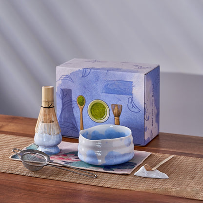 Crystalline Glaze Ceramic Matcha Set — 7 Piece
