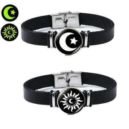 Sun Moon Luminous Leather Bracelet