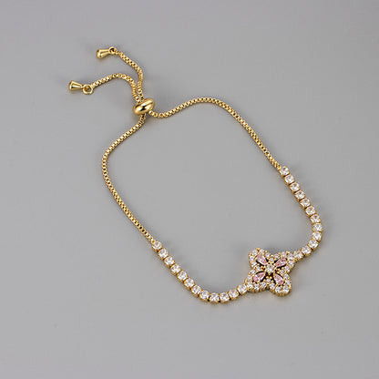 Zircon Floral Adjustable Bracelet