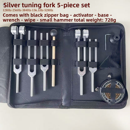 Professional Tuning Fork Set (128Hz, 256Hz, 384Hz, 136.1Hz, 528Hz)