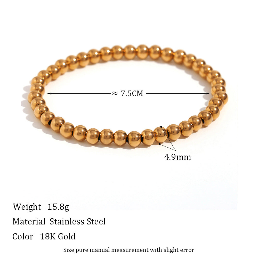 Retro Geometric Elastic Bead Bracelet Stainless Steel Gold Plated