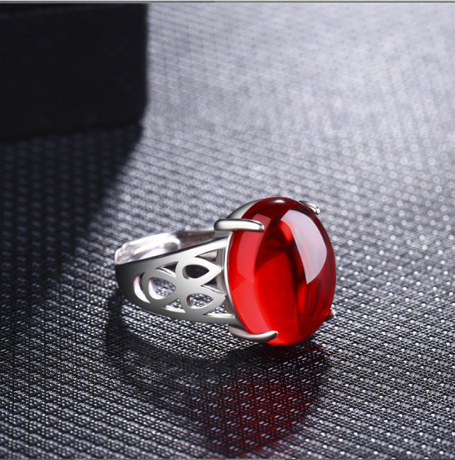 Sterling Silver Open Adjustable Gemstone Ring