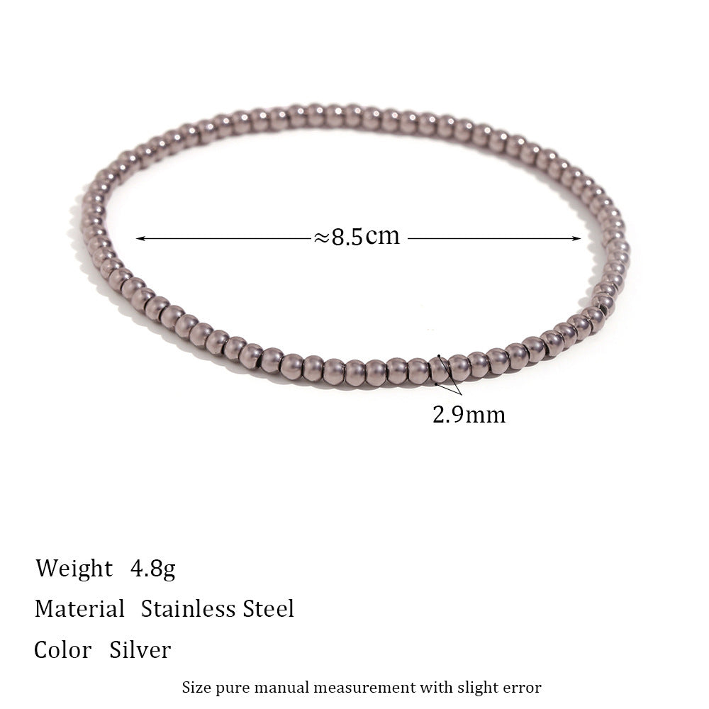 Retro Geometric Elastic Bead Bracelet Stainless Steel Gold Plated