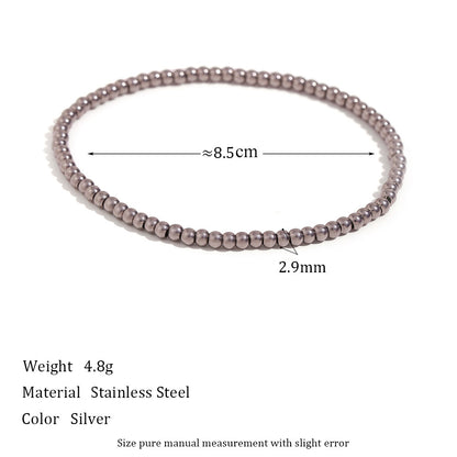 Retro Geometric Elastic Bead Bracelet Stainless Steel Gold Plated