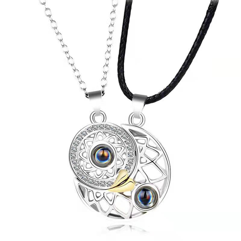 Heart Sun Moon Magnetic Projection Necklace