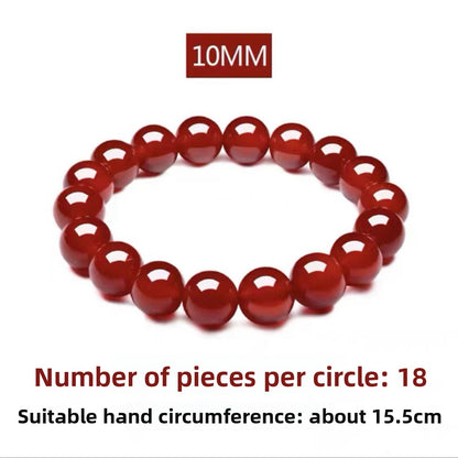 Natural Agate Bead Bracelet | Red & White | 4 Sizes
