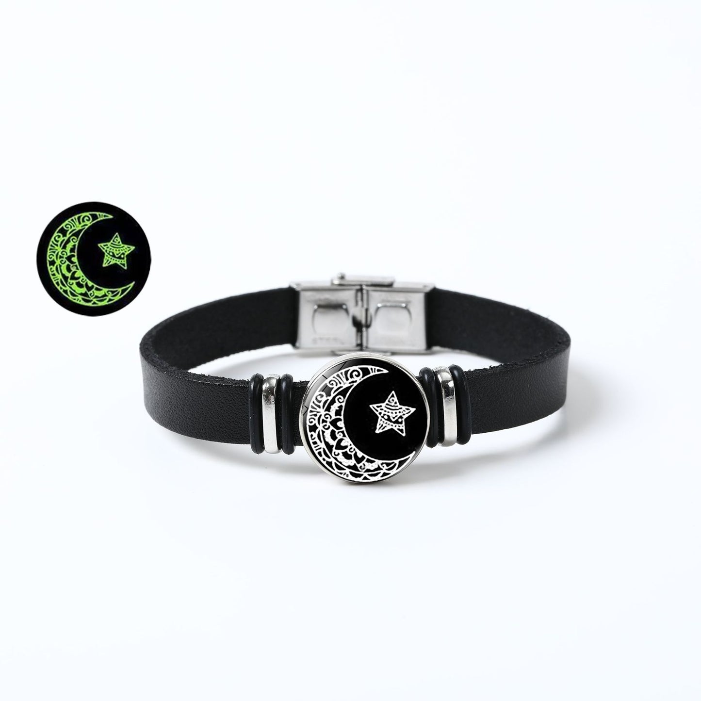 Sun Moon Luminous Leather Bracelet