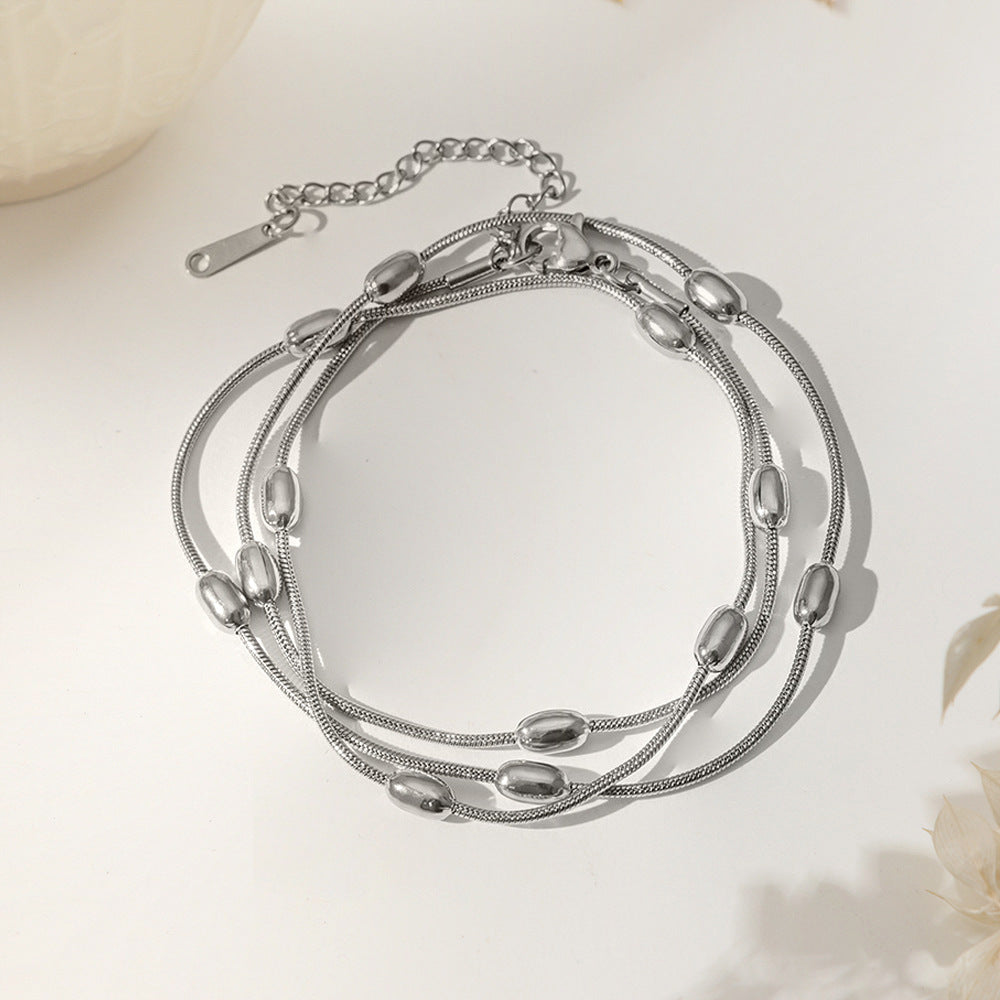 Oval Bead Snake Chain — Titanium Steel