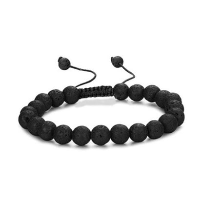 Matte Agate and Hematite Bead Adjustable Bracelet