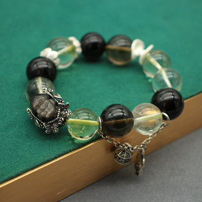 Elastic Crystal Bead Bracelet with Amethyst Citrine