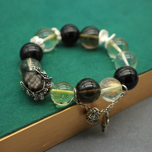 Elastic Crystal Bead Bracelet with Amethyst Citrine