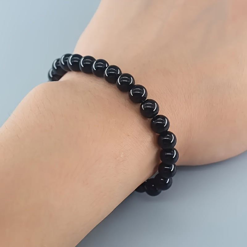 Elastic Beaded Bracelet with Rose Quartz and Tiger Eye
