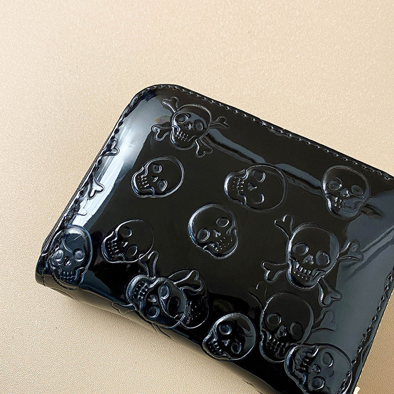 Black Embossed PU Leather Coin Purse with Multi-Card Slots
