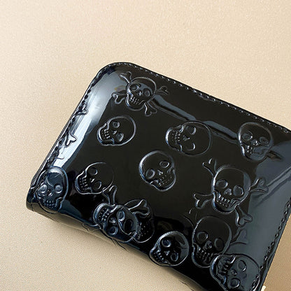Black Embossed PU Leather Coin Purse with Multi-Card Slots