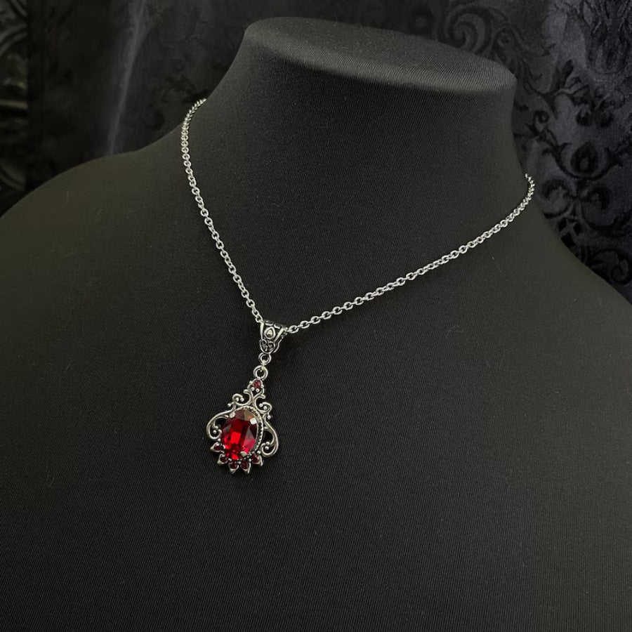 Victorian Filigree Gemstone Drop Necklace