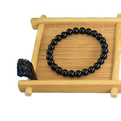 Elastic Beaded Bracelet with Rose Quartz and Tiger Eye
