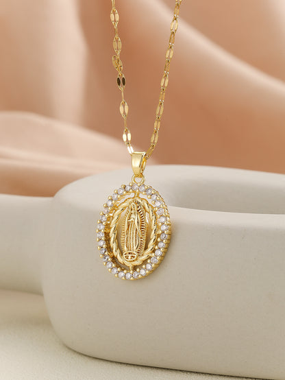 Virgin Mary Zircon Pendant Necklace | Gold & Silver | 25 Styles
