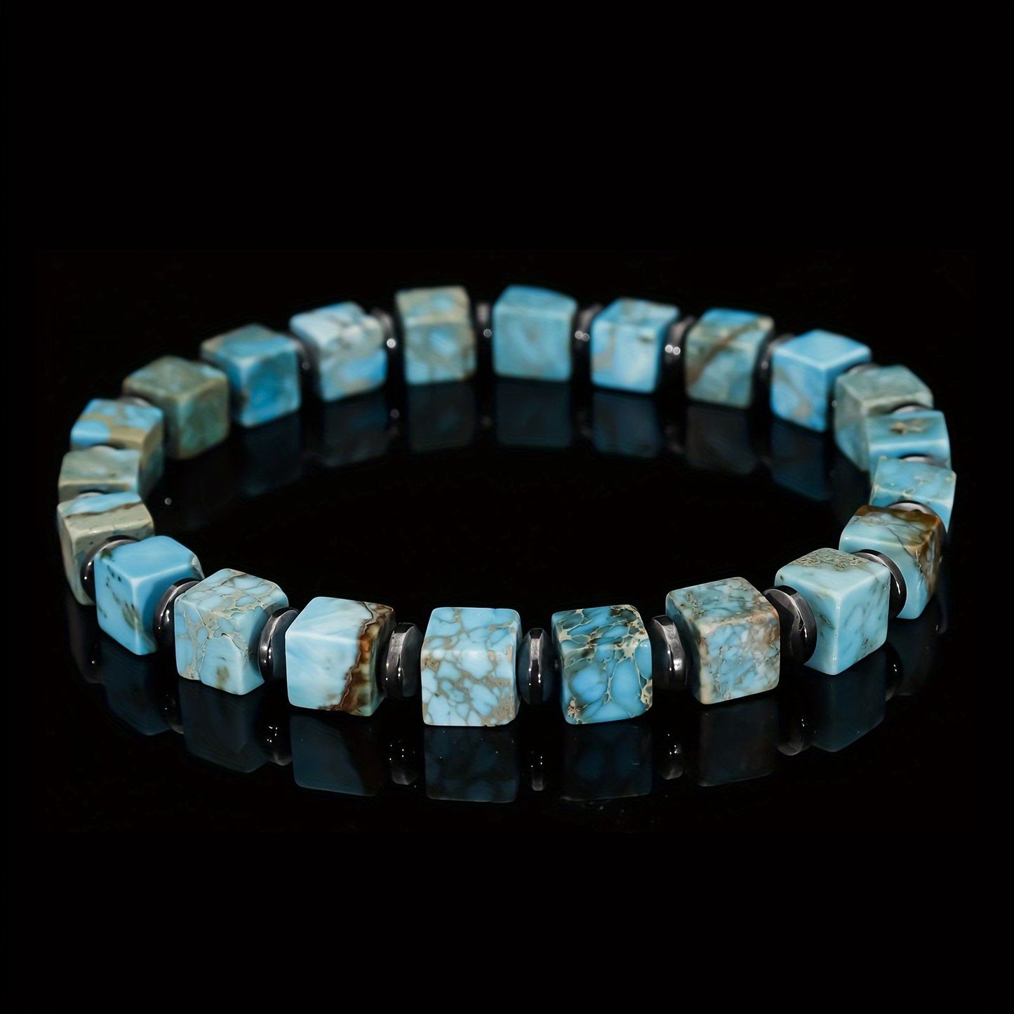 Square Natural Stone Bracelet Handmade Unisex Jewelry