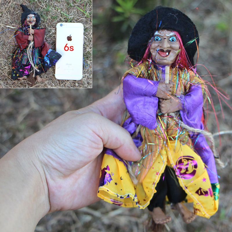 Vintage Witch & Broomstick Halloween Pendant Ornament