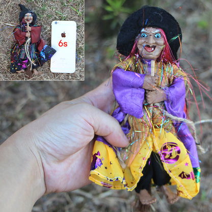 Vintage Witch & Broomstick Halloween Pendant Ornament