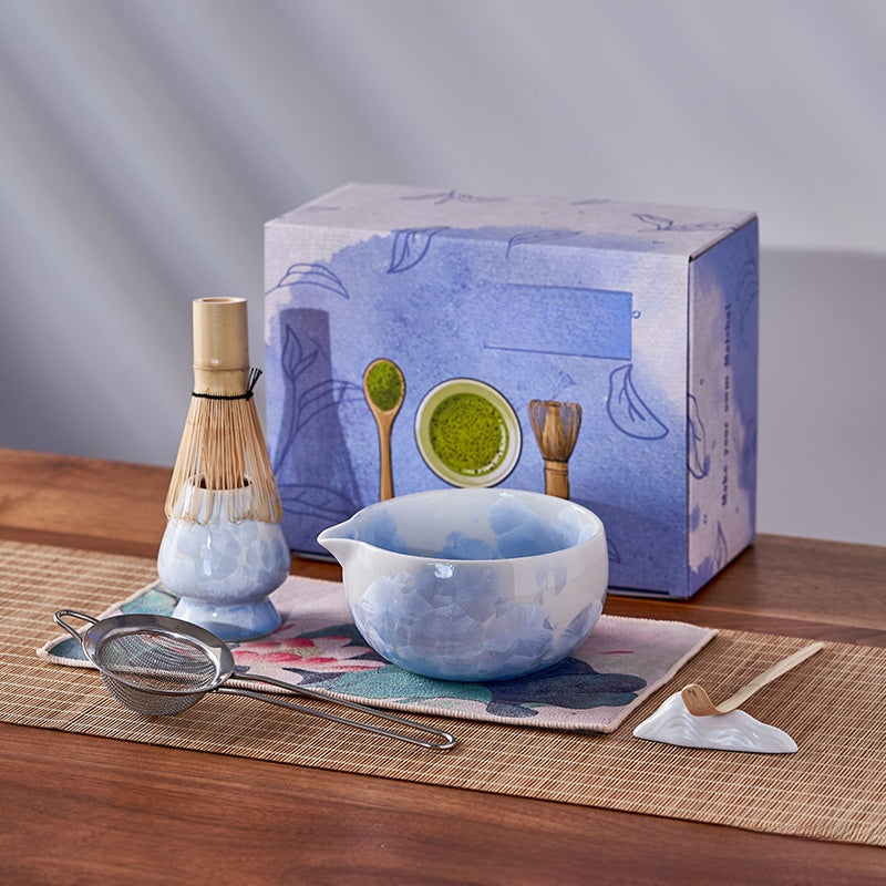 Crystalline Glaze Ceramic Matcha Set — 7 Piece