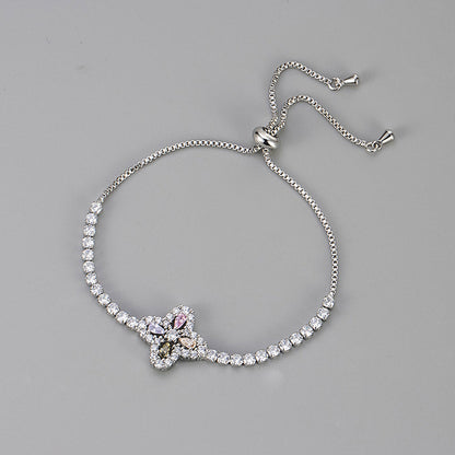 Zircon Floral Adjustable Bracelet